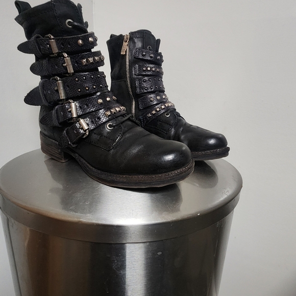 Rare Discontinued AS98 Black Studded Buckle Boots Size 38 EUC - Picture 11 of 11